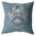 Palacedesigns 16 in. Slate Blue Hamsa Indoor & Outdoor Throw Pillow Muted Blue PA3099430
